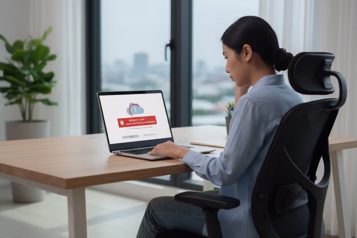 Remote employee blocked from uploading confidential files to personal cloud storage