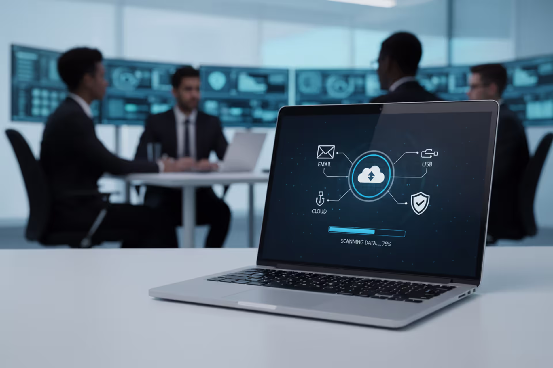 Data loss prevention dashboard protecting email, cloud, and endpoint data