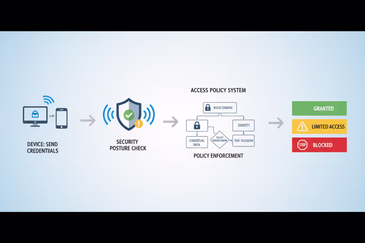 Endpoint authentication workflow with access decision stages