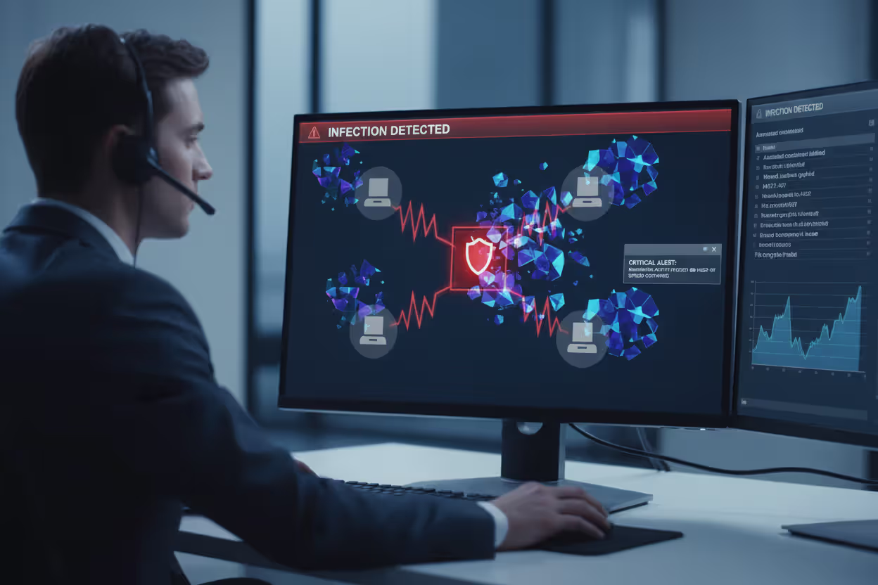 Ransomware attack detected and infected workstation isolated automatically