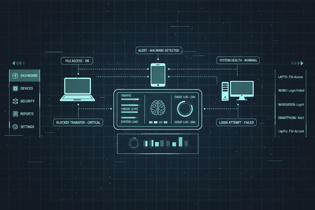 Endpoint monitoring dashboard with device activity alerts