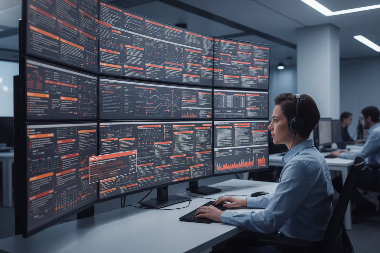 Security analyst reviewing multiple EDR alerts