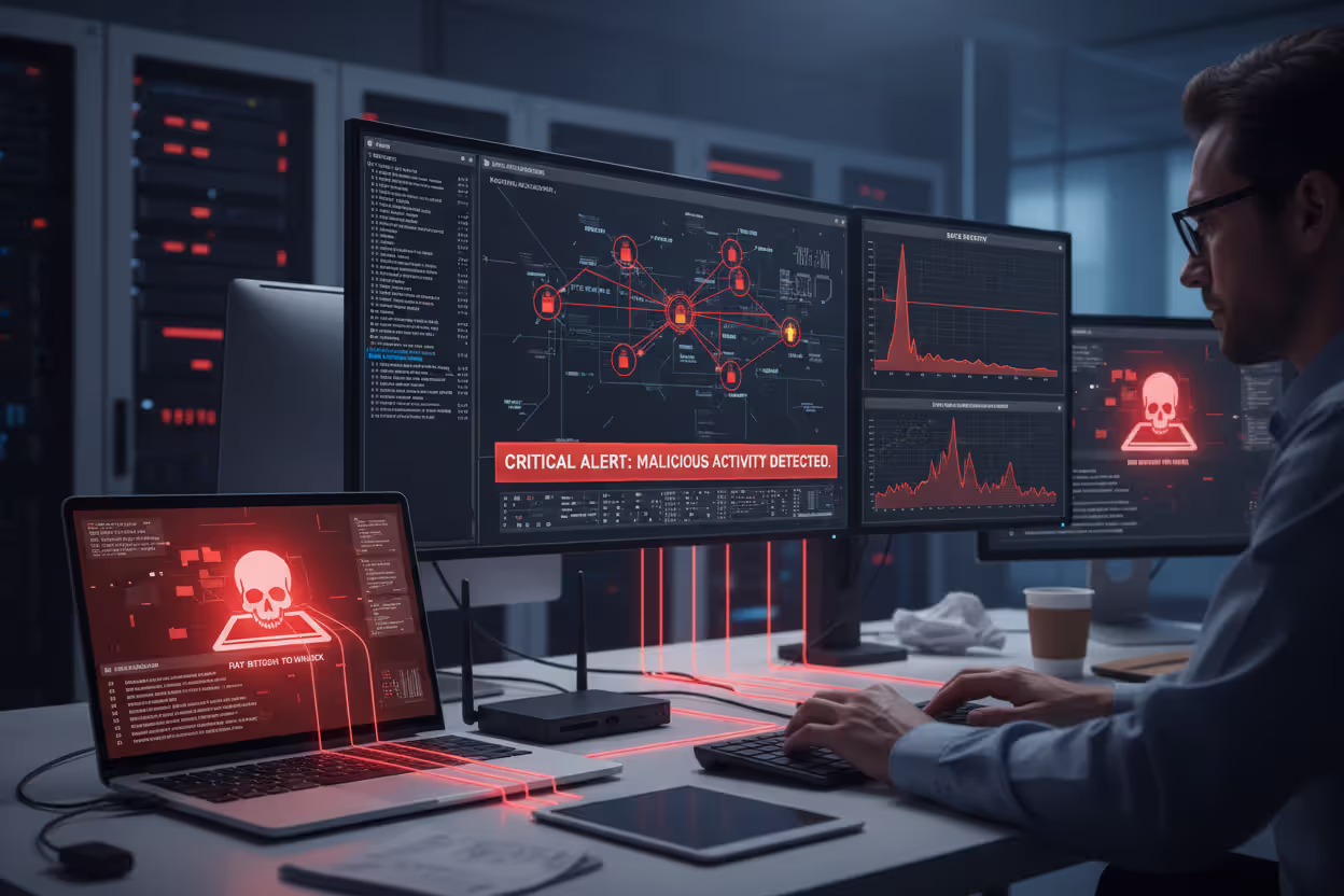 Endpoint monitoring detecting ransomware movement across a network