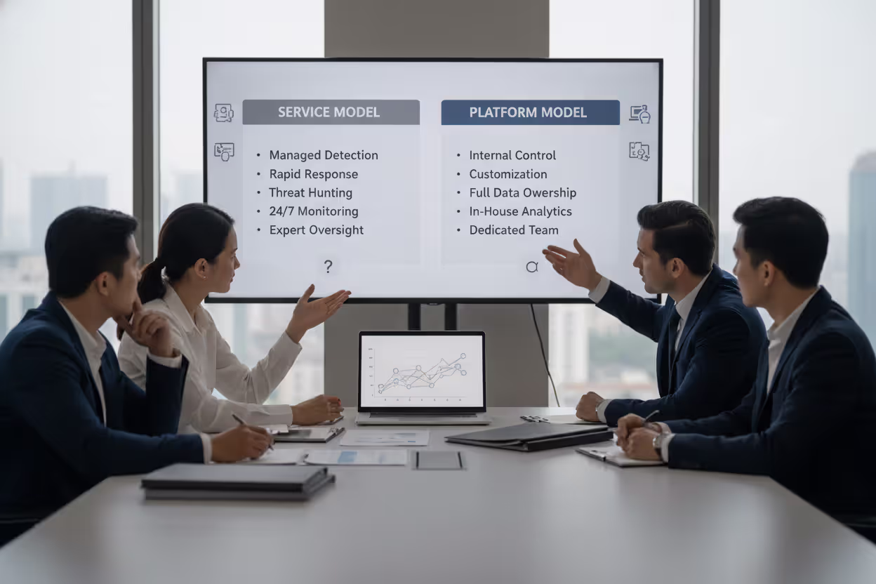 IT leaders comparing managed detection and self-managed endpoint security options