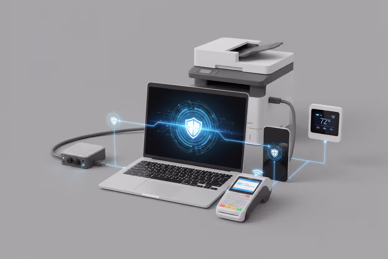 Different types of endpoints connected to a corporate network