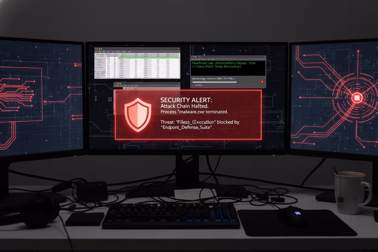 Behavioral detection stopping a multi-step cyberattack