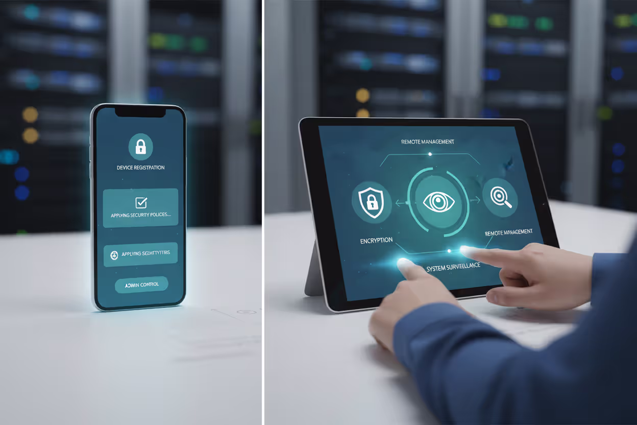 Mobile device enrollment and security policy setup on smartphone and tablet