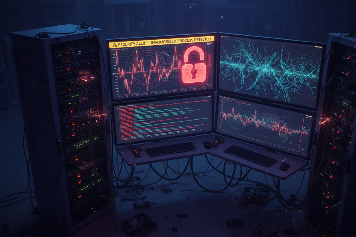 Security system detecting cryptomining activity on a server